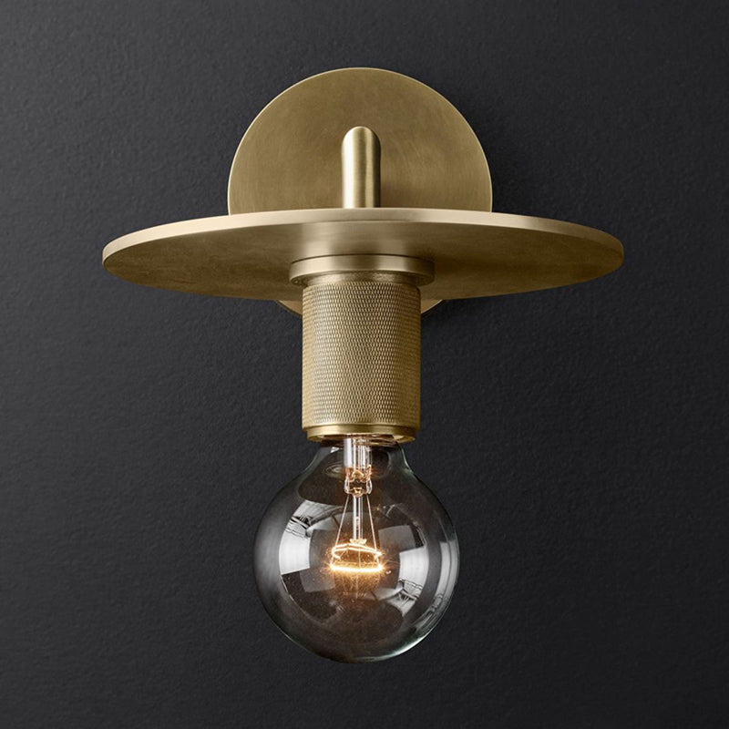 Bronzen Gewapende Wandlamp Postmodern Enkel Metaal/Helder Glas Wandlamp met/zonder Schijf/Sfeer/Conus Schaduw