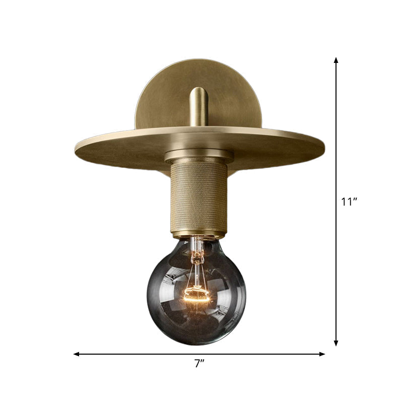 Bronzen Gewapende Wandlamp Postmodern Enkel Metaal/Helder Glas Wandlamp met/zonder Schijf/Sfeer/Conus Schaduw