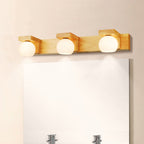 Lineaire Badkamer Wandlamp Hout 2/3 Koppen Nordische Wandmontage Lamp met Bal Opale Glazen Schaduw