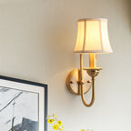 Uitlopende Woonkamer Wandverlichting Antiek Stof 1 Lamped Gold Wandlamp met U Vormige Arm