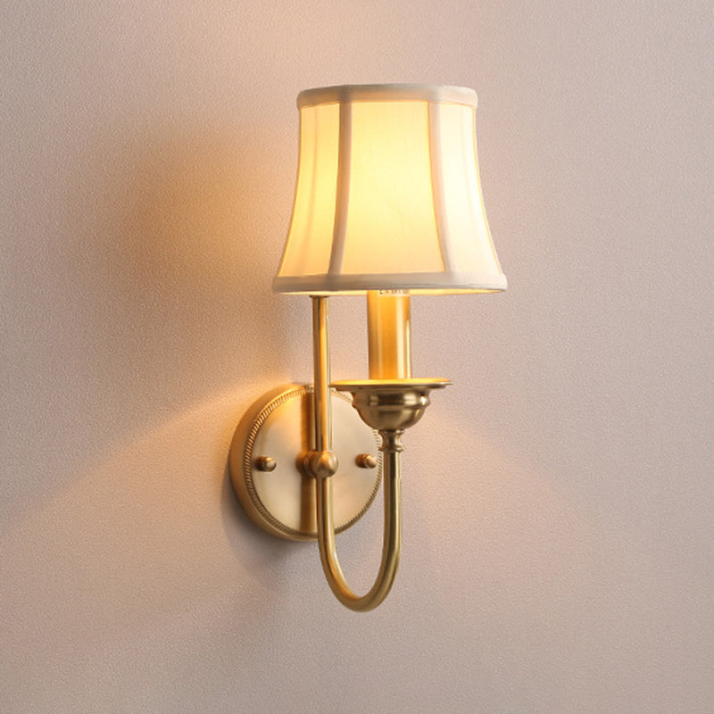 Uitlopende Woonkamer Wandverlichting Antiek Stof 1 Lamped Gold Wandlamp met U Vormige Arm