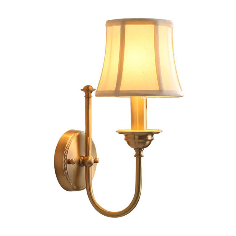 Uitlopende Woonkamer Wandverlichting Antiek Stof 1 Lamped Gold Wandlamp met U Vormige Arm