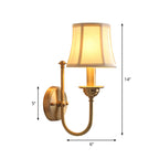 Uitlopende Woonkamer Wandverlichting Antiek Stof 1 Lamped Gold Wandlamp met U Vormige Arm