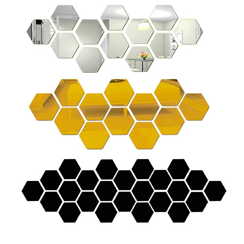 Troscana | Hexagonale Spiegel Muur Sticker