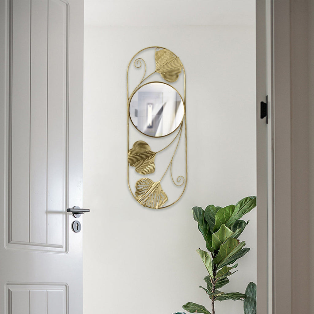 Troscana | Elegante Metalen Ginkgo Blad Wand Spiegel