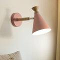 IJzeren Conische Wandlamp Hedendaagse 1 Lamp Wandverlichting Ideeën met Houten Bovenkant