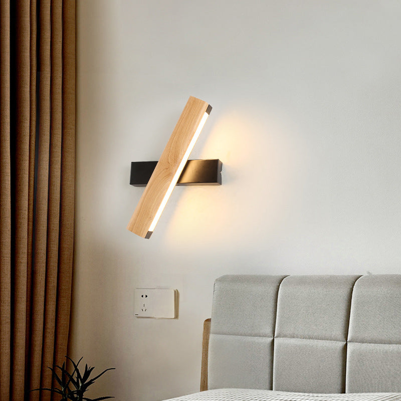 Lineaire Lees Wandlamp Moderne Houten Draaibare LED Slaapkamer Wandverlichting Armatuur
