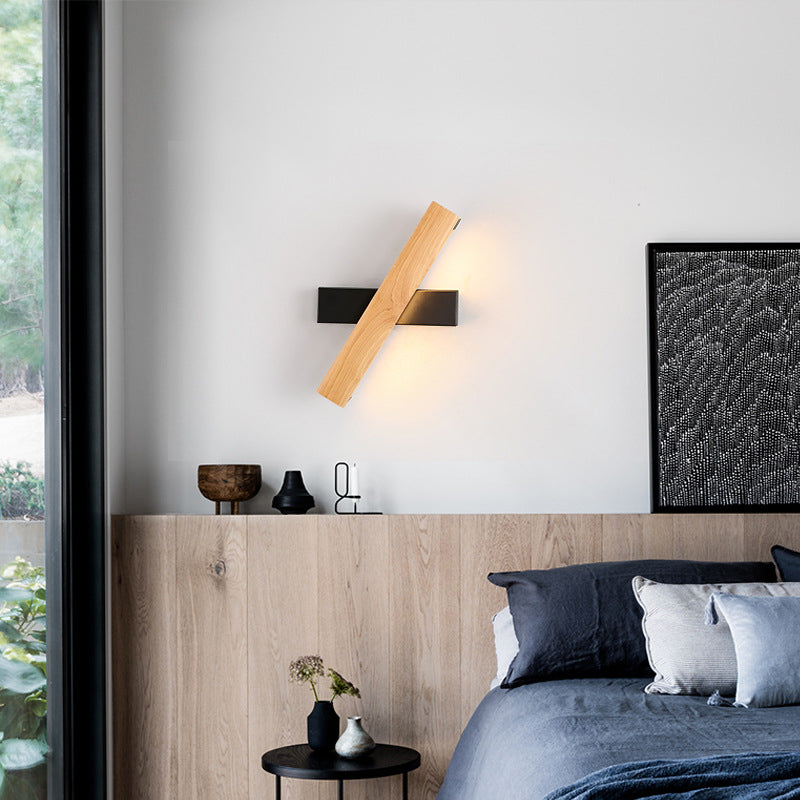 Lineaire Lees Wandlamp Moderne Houten Draaibare LED Slaapkamer Wandverlichting Armatuur