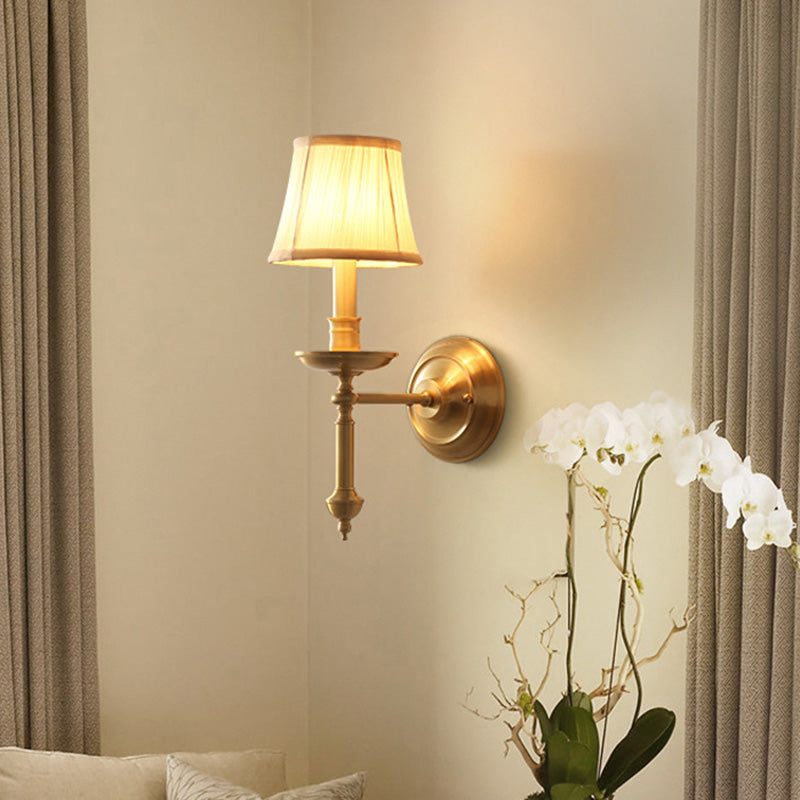 Kaarsenhouder Woonkamer Wandverlichting Vintage Metaal Enkel Gouden Sconcelicht met Empire Stofscherm