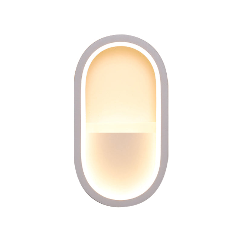 Ovale Wandlamp Fixture Hedendaagse Acryl Zwart/Wit LED Wandlamp in Warm/Wit Licht