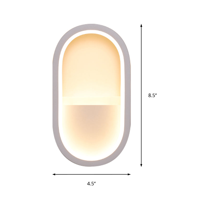 Ovale Wandlamp Fixture Hedendaagse Acryl Zwart/Wit LED Wandlamp in Warm/Wit Licht