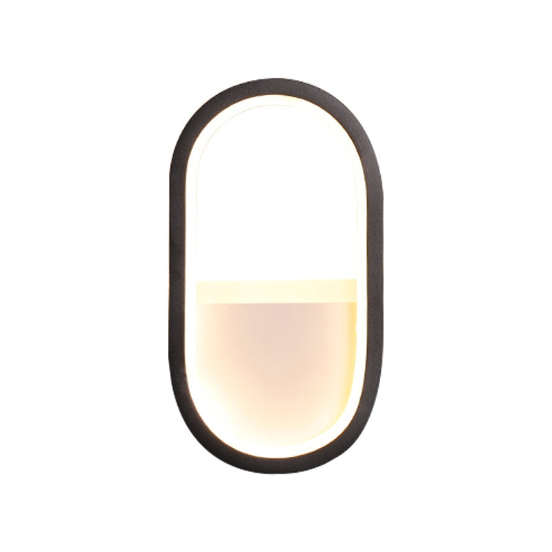 Ovale Wandlamp Fixture Hedendaagse Acryl Zwart/Wit LED Wandlamp in Warm/Wit Licht