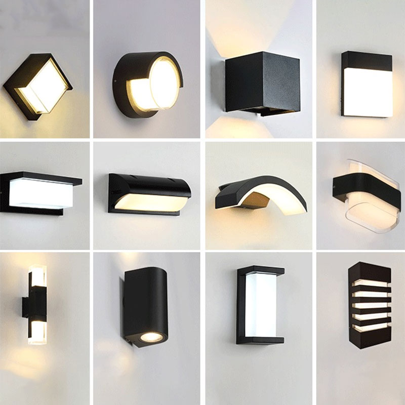 Geometrische Acrylic Wand Sconces Licht Minimalistisch Zwart LED Wandmontage Verlichting voor Buiten