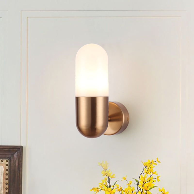 Capsule Metalen Wandlamp Postmodern 1 Licht Zwart/Grijs/Wit Wandgemonteerde Lamp voor Slaapkamer
