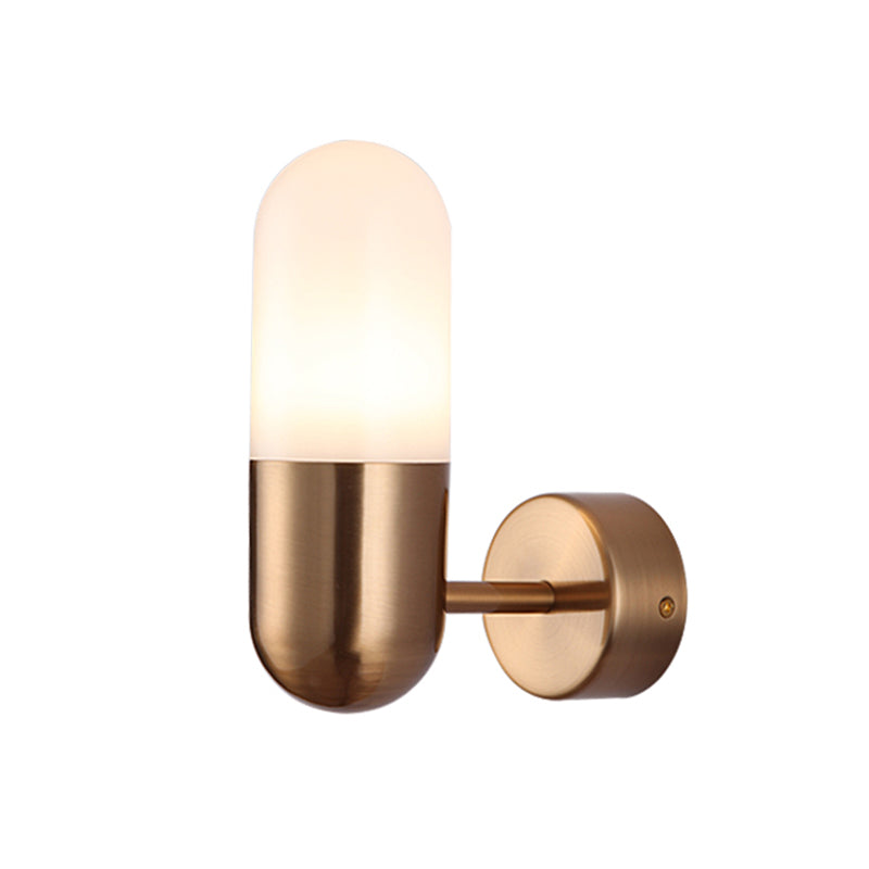 Capsule Metalen Wandlamp Postmodern 1 Licht Zwart/Grijs/Wit Wandgemonteerde Lamp voor Slaapkamer