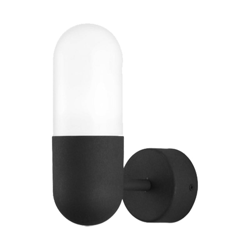 Capsule Metalen Wandlamp Postmodern 1 Licht Zwart/Grijs/Wit Wandgemonteerde Lamp voor Slaapkamer