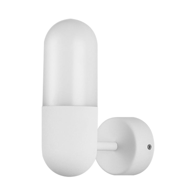 Capsule Metalen Wandlamp Postmodern 1 Licht Zwart/Grijs/Wit Wandgemonteerde Lamp voor Slaapkamer