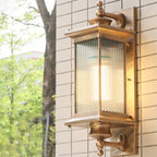 Enkelvoudige-lamp Muurmontage Licht Retro Rechthoekig Geribbeld Glas Wandverlichting voor Buiten
