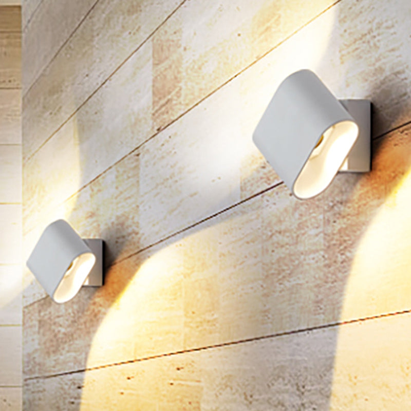 Ronde Rand Cuboid Wandlamp Eenvoudige Metaal LED Zwart/Grijs/Wit Wandmontage Lamp voor Gang