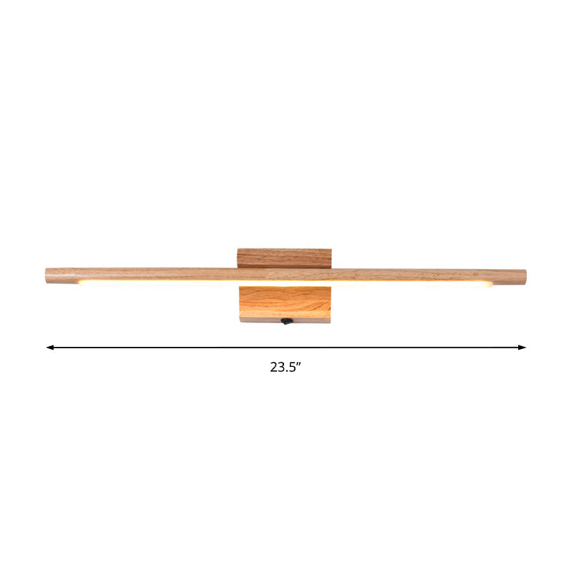 Slim Houten Vanity Wandlamp Modernistische Led Beige Wandgemonteerde Verlichtingsarmatuur in Wit/Warm Licht