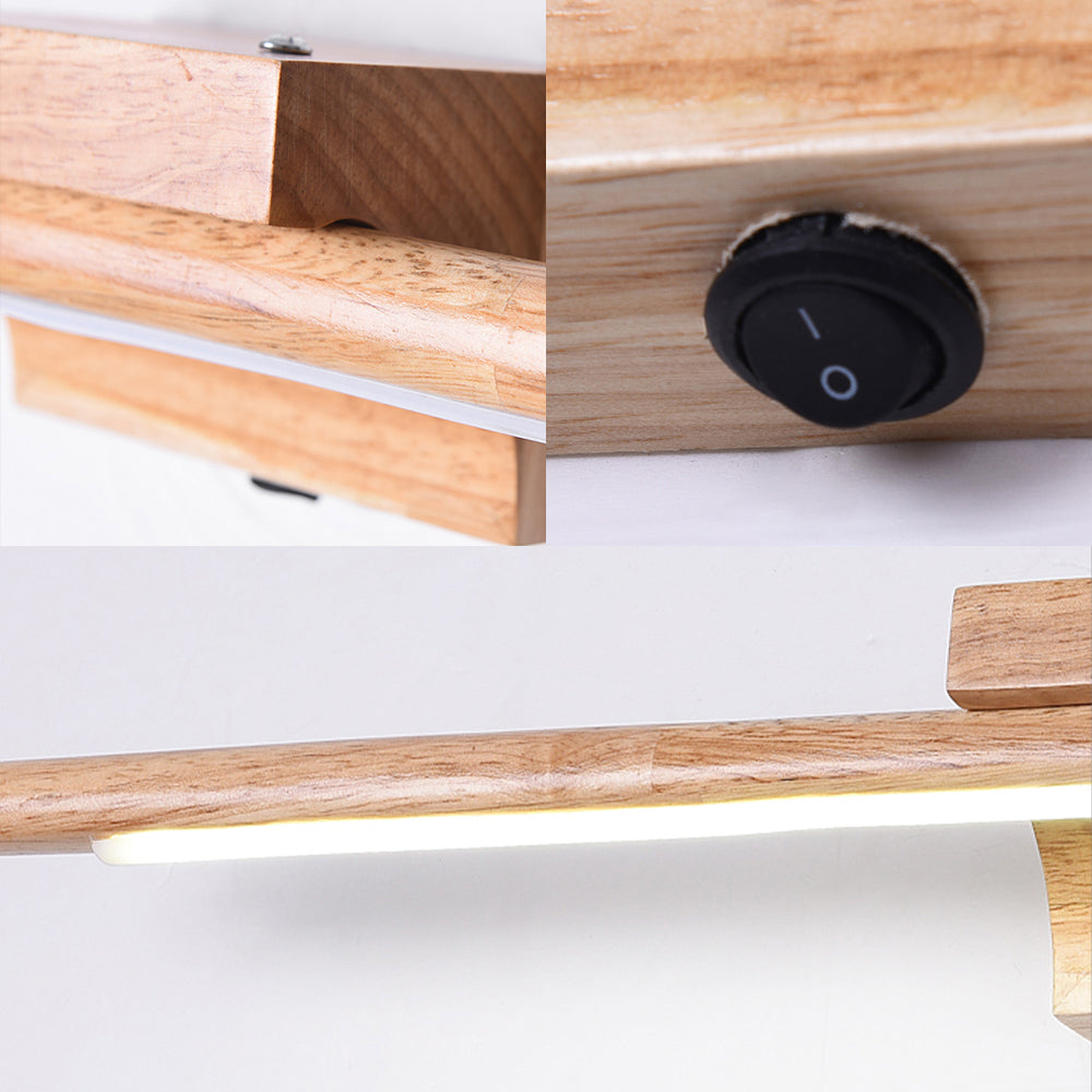 Slim Houten Vanity Wandlamp Modernistische Led Beige Wandgemonteerde Verlichtingsarmatuur in Wit/Warm Licht
