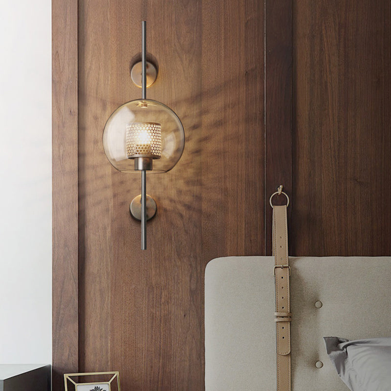 heldere glazen geometrische wandlamp eenvoud enkele-bol gang wandlicht armatuur