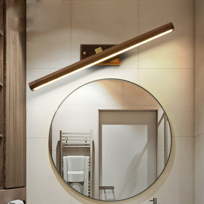 Noordse Stijl Lineaire Wandlamp Licht Acryl Badkamer LED Vanity Verlichting in Donker Hout