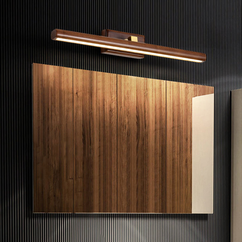 Noordse Stijl Lineaire Wandlamp Licht Acryl Badkamer LED Vanity Verlichting in Donker Hout