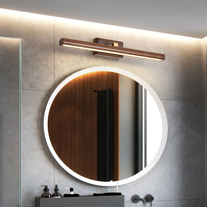 Noordse Stijl Lineaire Wandlamp Licht Acryl Badkamer LED Vanity Verlichting in Donker Hout