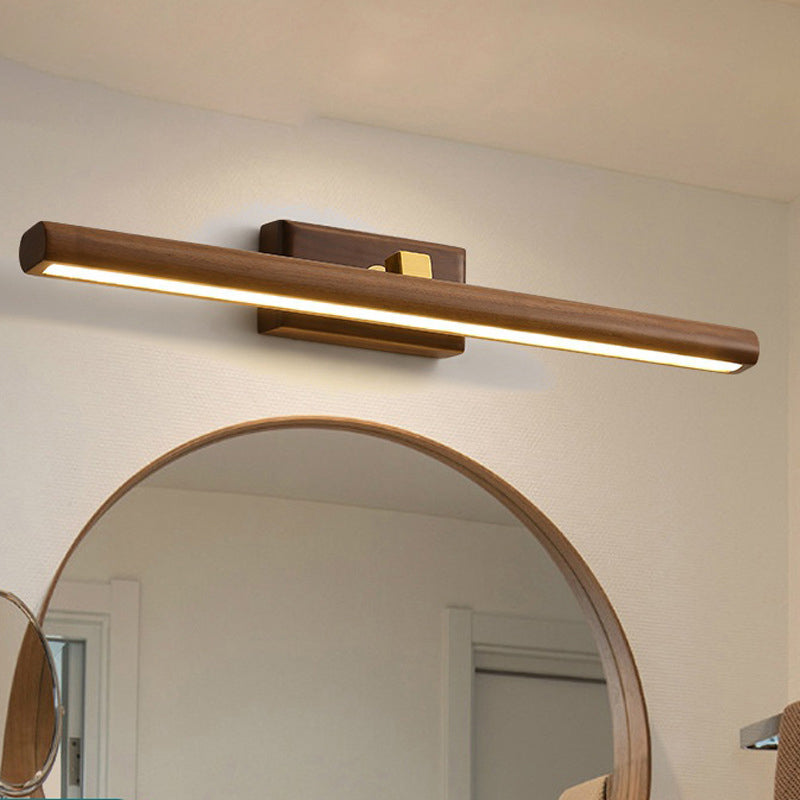 Noordse Stijl Lineaire Wandlamp Licht Acryl Badkamer LED Vanity Verlichting in Donker Hout