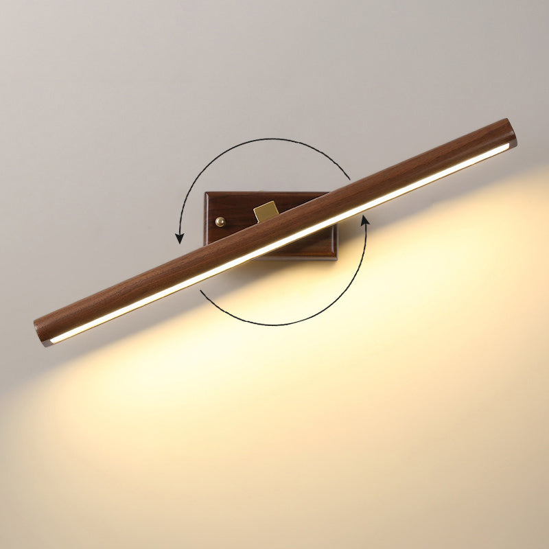 Noordse Stijl Lineaire Wandlamp Licht Acryl Badkamer LED Vanity Verlichting in Donker Hout
