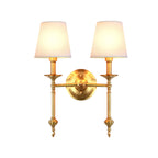 Messing Kegel Wandlamp Retro Witte Stoffen Shade 1/2 Lampen Eetkamer Wandlamp Verlichting