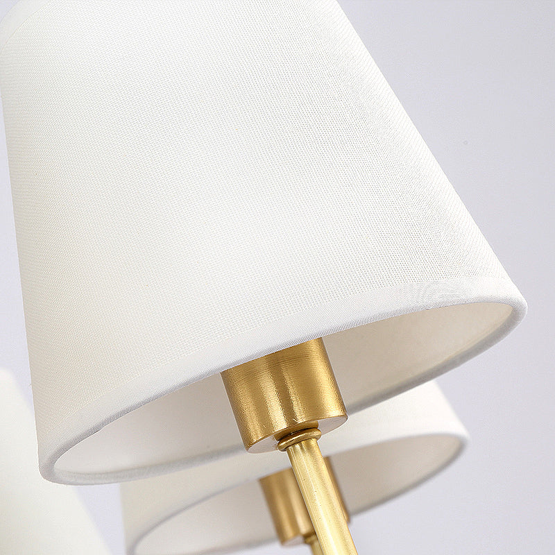 Messing Kegel Wandlamp Retro Witte Stoffen Shade 1/2 Lampen Eetkamer Wandlamp Verlichting