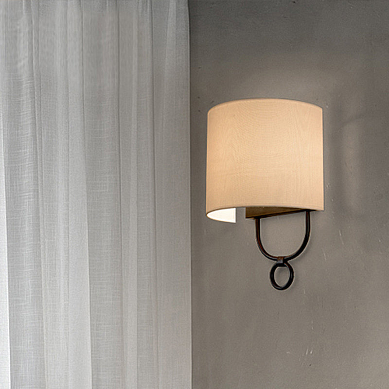Traditionele Halve Cilinder Wandlamp 1 Kop Witte Stoffen Schaduw Wandlamp Verlichting voor Slaapkamer