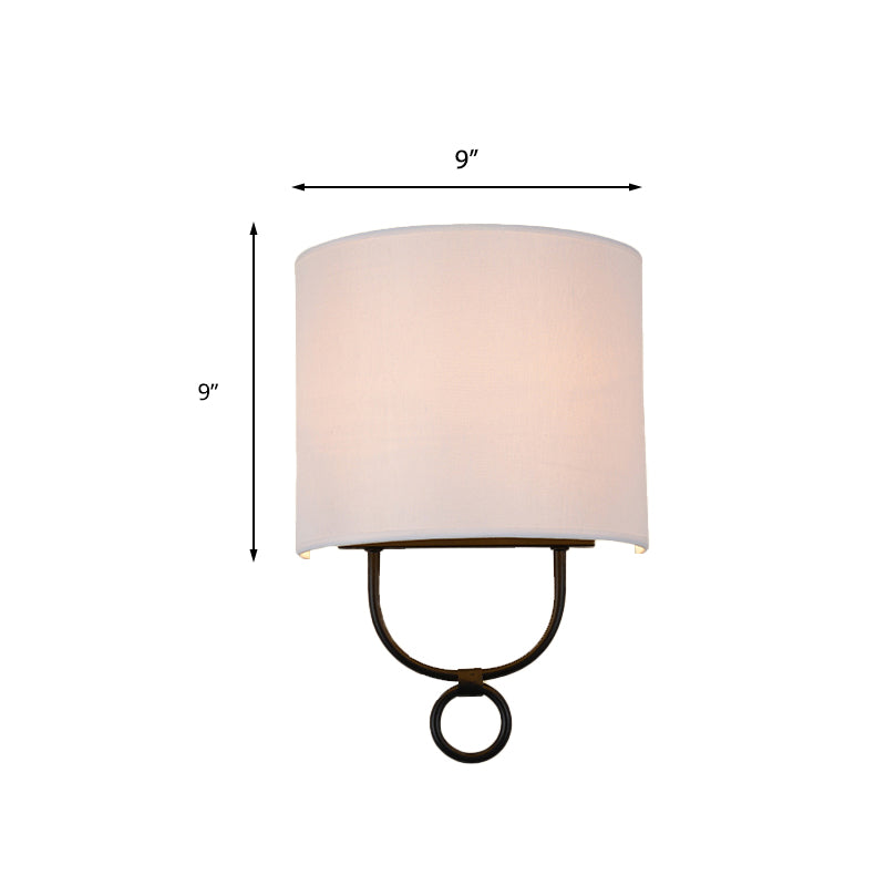 Traditionele Halve Cilinder Wandlamp 1 Kop Witte Stoffen Schaduw Wandlamp Verlichting voor Slaapkamer