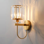 Cilindrische Kristallen Wandverlichting Postmodern 1 Hoofd Gouden Afwerking Wandlamp met Gebogen Arm