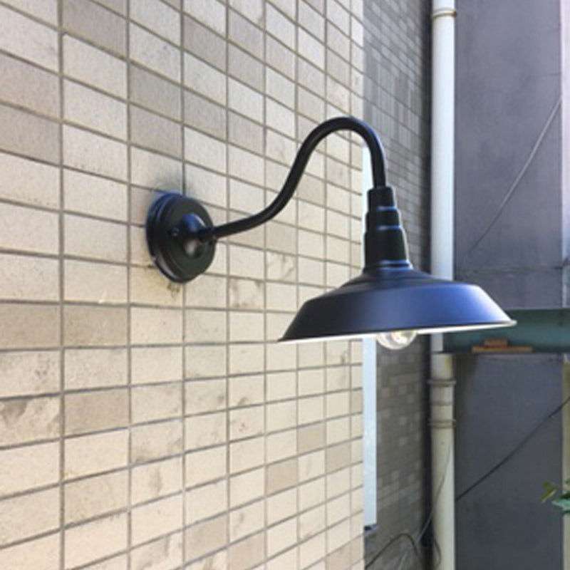 1-Bulb Gooseneck Wandlamp Industriële Metaal Muurbevestigde Verlichting met Schuurkap voor Buiten
