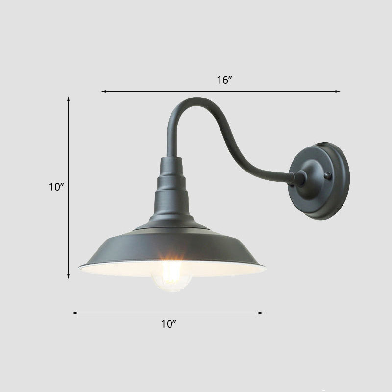 1-Bulb Gooseneck Wandlamp Industriële Metaal Muurbevestigde Verlichting met Schuurkap voor Buiten