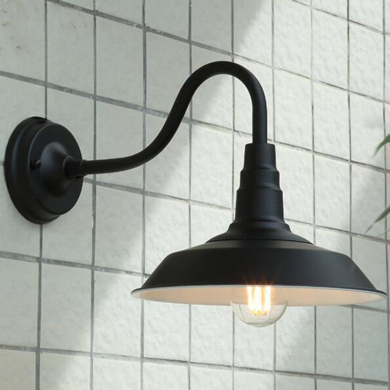 1-Bulb Gooseneck Wandlamp Industriële Metaal Muurbevestigde Verlichting met Schuurkap voor Buiten