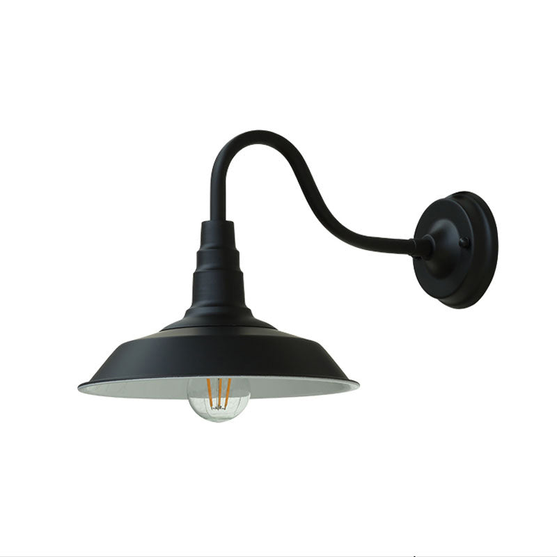 1-Bulb Gooseneck Wandlamp Industriële Metaal Muurbevestigde Verlichting met Schuurkap voor Buiten