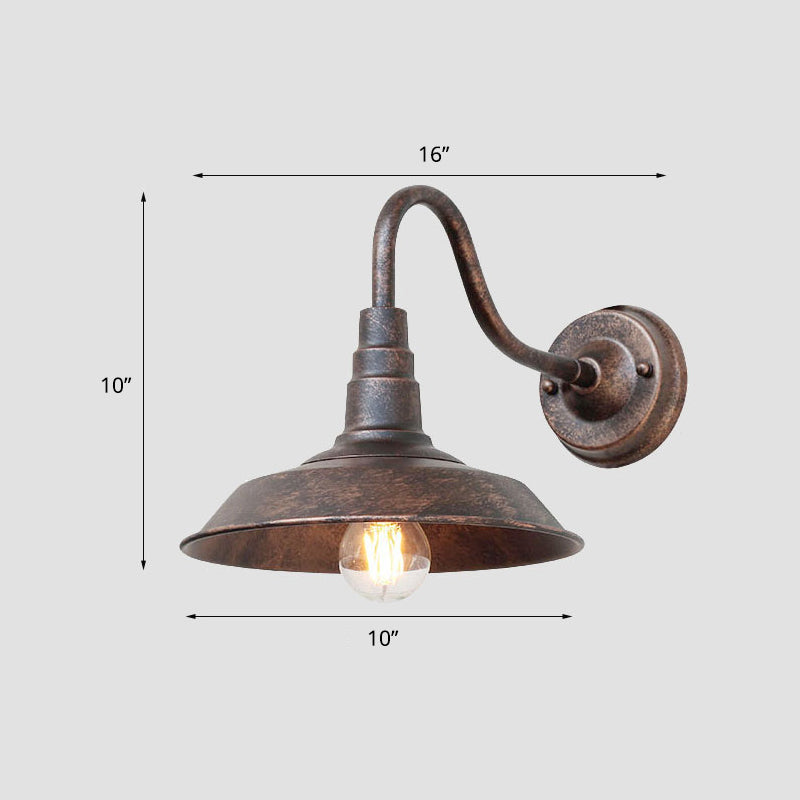 1-Bulb Gooseneck Wandlamp Industriële Metaal Muurbevestigde Verlichting met Schuurkap voor Buiten