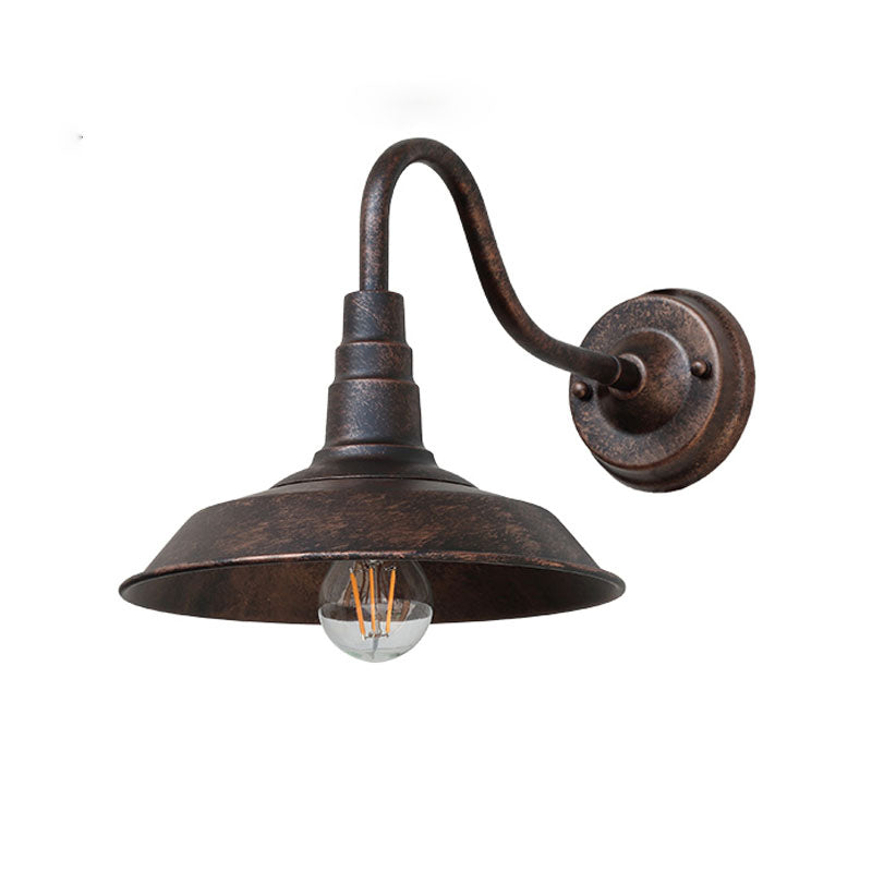 1-Bulb Gooseneck Wandlamp Industriële Metaal Muurbevestigde Verlichting met Schuurkap voor Buiten