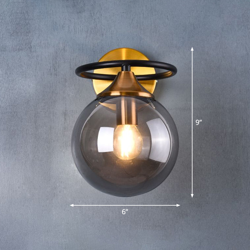 Postmodern stijl bal wandlamp fixture glas 1-lamp slaapkamer wand sconcelicht in messing