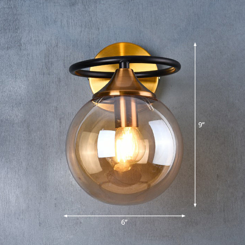 Postmodern stijl bal wandlamp fixture glas 1-lamp slaapkamer wand sconcelicht in messing