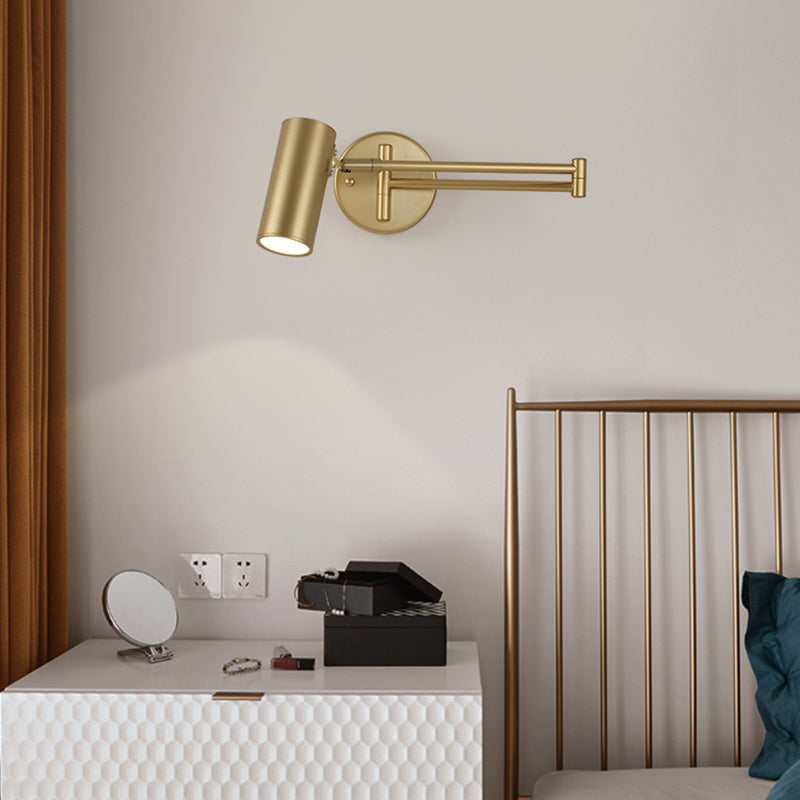 Tubenvormige Nachttafellamp Wandmontage Lezen Lamp Metaal 1 Gloeilamp Postmodern Wandlicht met Uittrekbare Arm