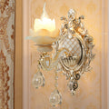 Jade Wandlamp Traditioneel Beige Bloem Corridor Wandlamp met Kristal Druppel