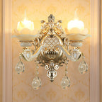 Jade Wandlamp Traditioneel Beige Bloem Corridor Wandlamp met Kristal Druppel