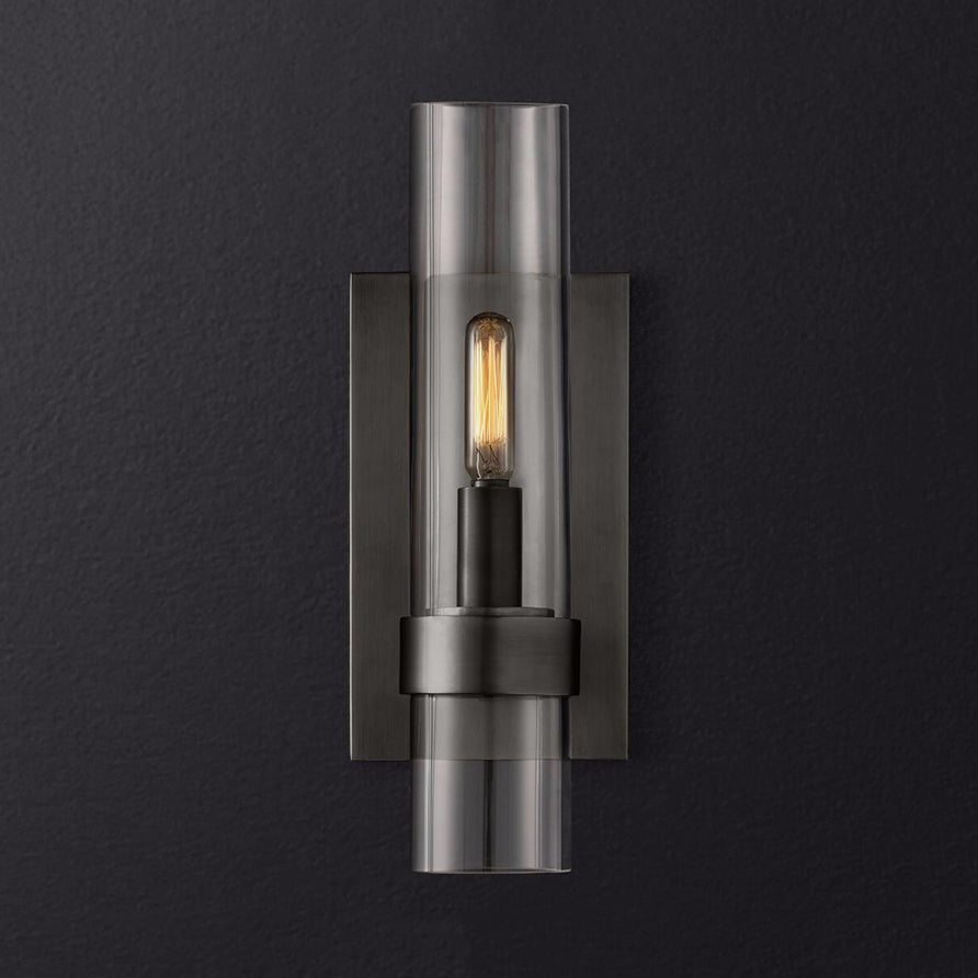 Cilinder Wandlamp Traditionair Helder Glas 2.5"/5" Breed 1 Hoofd Zwart/Messing Wandarmatuur voor Trap