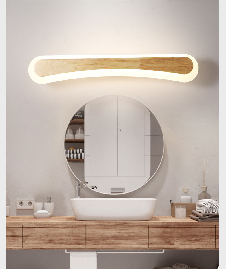 Moderne Badkamer Wandverlichting Houten LED Vanity Verlichtingsarmaturen in Acrylaat Schatten