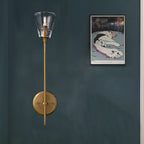 Zwart/Brass Afwerking Potlood Arm Wandlamp Vintage Metallic 1/2 Gloeilampen Wandlamp met Heldere Tapse Glazen Kap